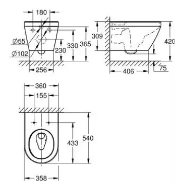 Унитаз GROHE Euro Ceramic подвесной, альпин-белый (102485SH00)
