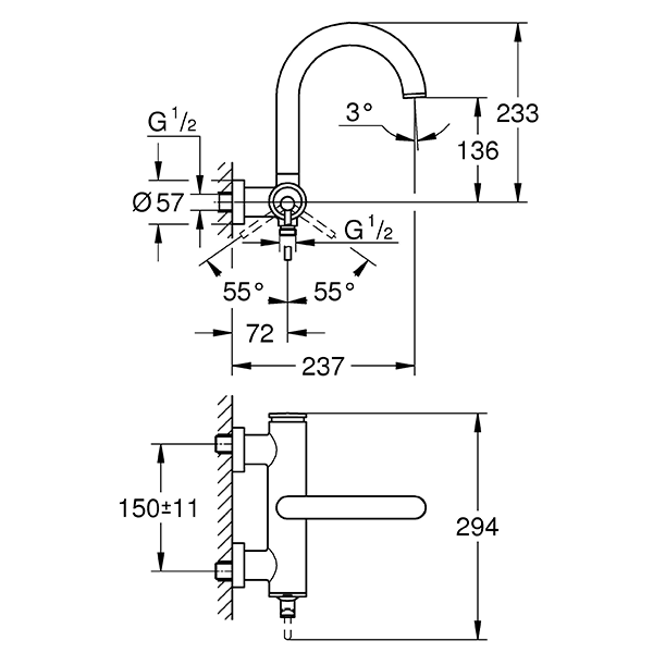 Смеситель для ванны, наружный, хром Grohe AtRio 32652003