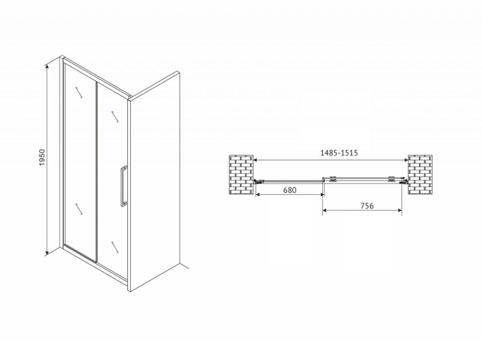 Душевая дверь ABBER Schwarzer Diamant AG30150MH