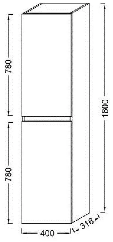 Шкаф-пенал 40, подвесной, дуб давос натуральный Jacob Delafon Tolbiac EB2385-E75