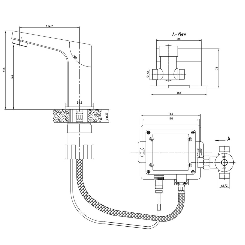 LM4650CE Проджект Смеситель для умывальника, сенсорный, хром (к/к 10)