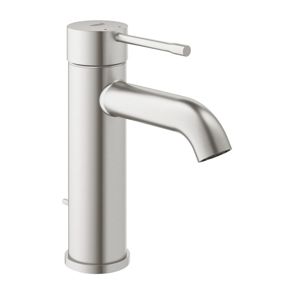 Смеситель однорычажный для раковины Grohe Essence, размер S, рычажный донный клапан, цвет Суперсталь (24171DC1)