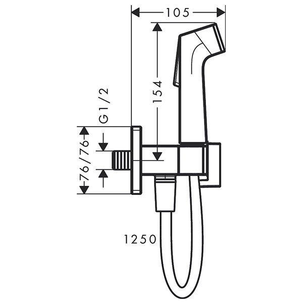 Гигиенический душ с держателем и шлангом 1250, хром Hansgrohe 29231000