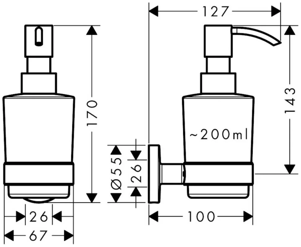 Гигиенический душ с держателем и шлангом 1250, хром Hansgrohe 29231000