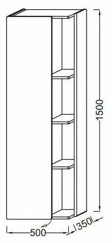 Шкаф-пенал 50, подвесной, шарниры слева, белый глянец Jacob Delafon Terrace EB1179G-G1C