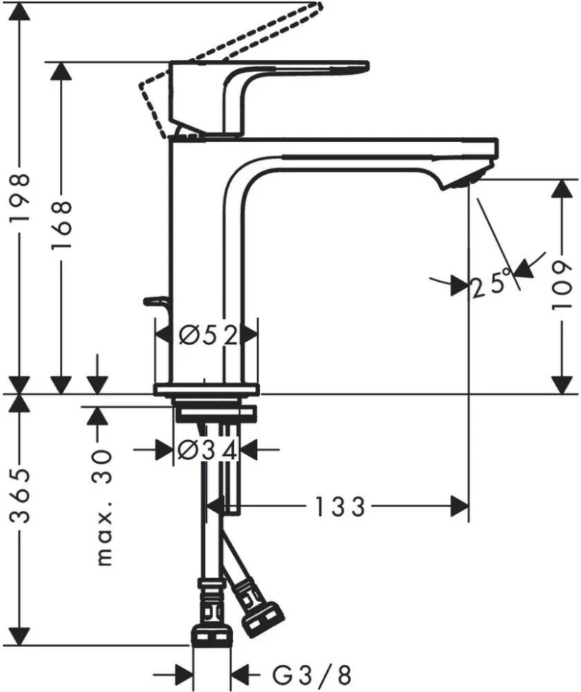 Смеситель для раковины 110, с донным клапаном, хром Hansgrohe Rebris E 72557000