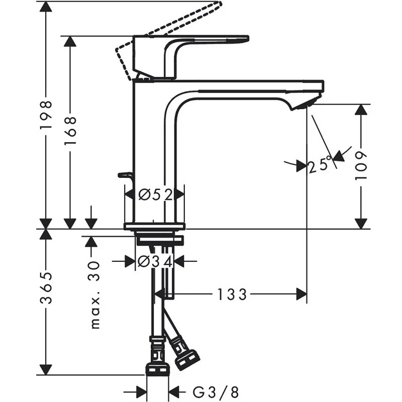 Смеситель для раковины 110, с донным клапаном, хром Hansgrohe Rebris S 72517000