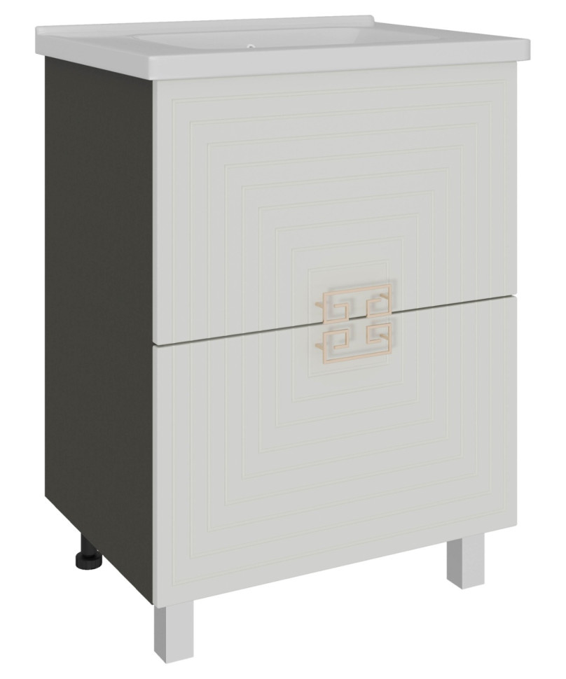 AVK2. Тумба напольная, 2 Ящика, 800, коллекция (Лаура, Cersanit Como, Серый Графит, Белый матовый, НД)