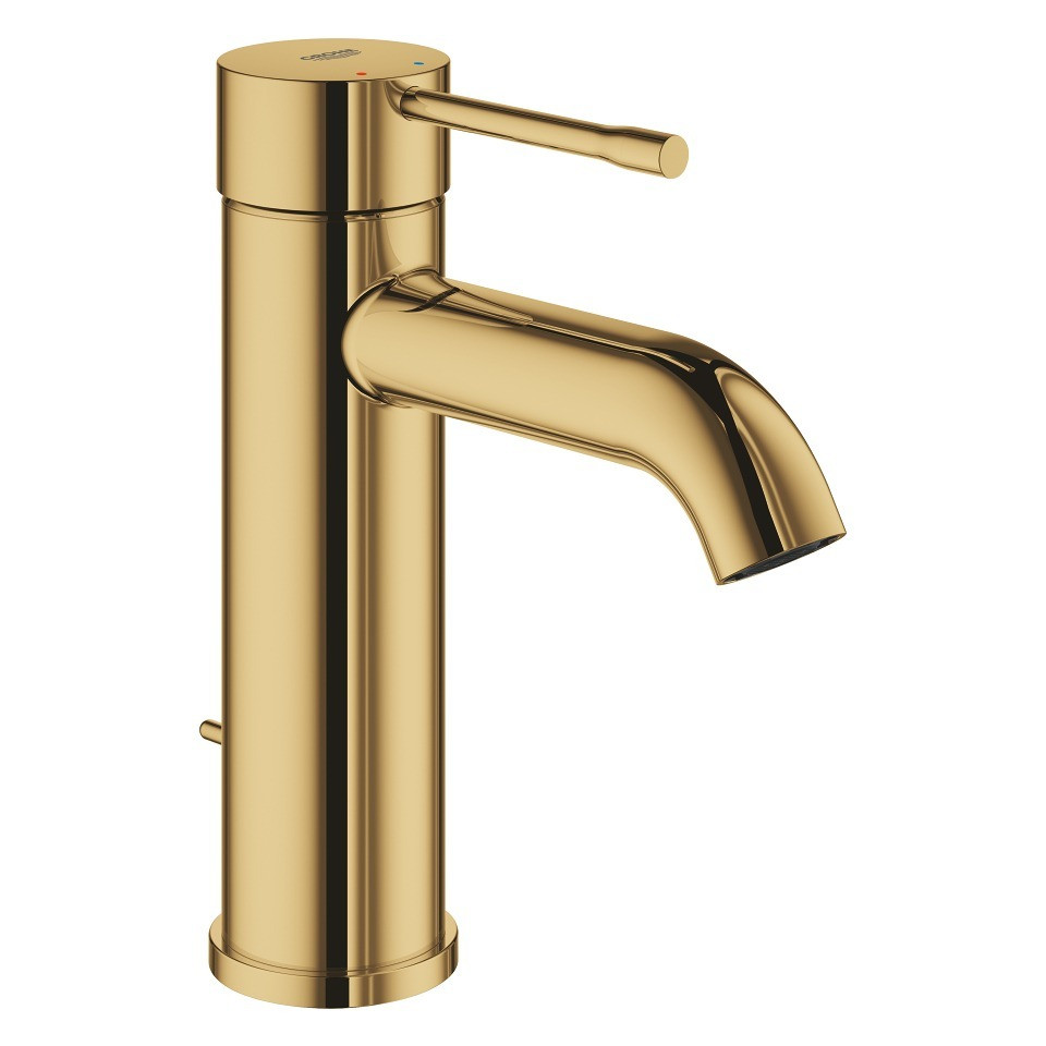 Смеситель однорычажный для раковины Grohe Essence, размер S, рычажный донный клапан, цвет Холодный рассвет (24171GL1)