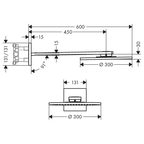 Верхний душ 300 2jet, золото AXOR ShowerHeaven 35303990