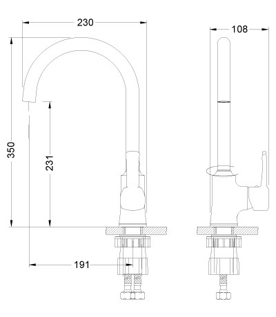LM0505C Эвитта Смеситель для кухни с высоким поворотным изливом, хром