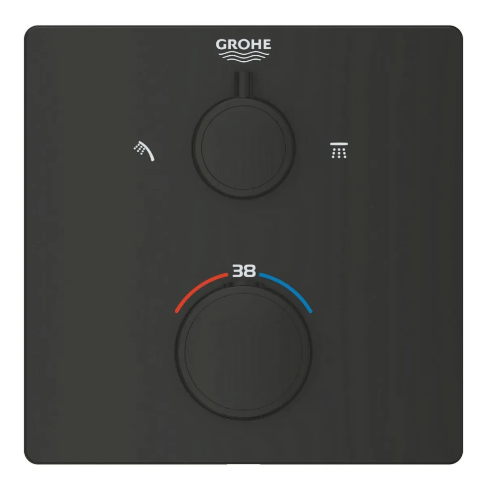 Термостат для душа, внешняя часть, на 2 положения, черный Grohe Grohtherm 1022092430