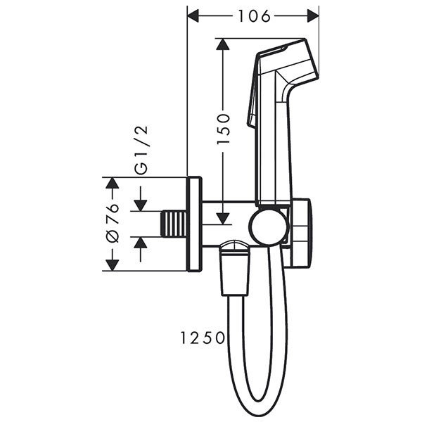 Гигиенический душ с держателем и шлангом 1250, хром Hansgrohe 29230000