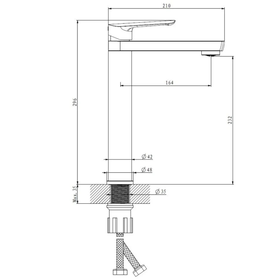 Смеситель для раковины, черный ESKO Lagos LG25B