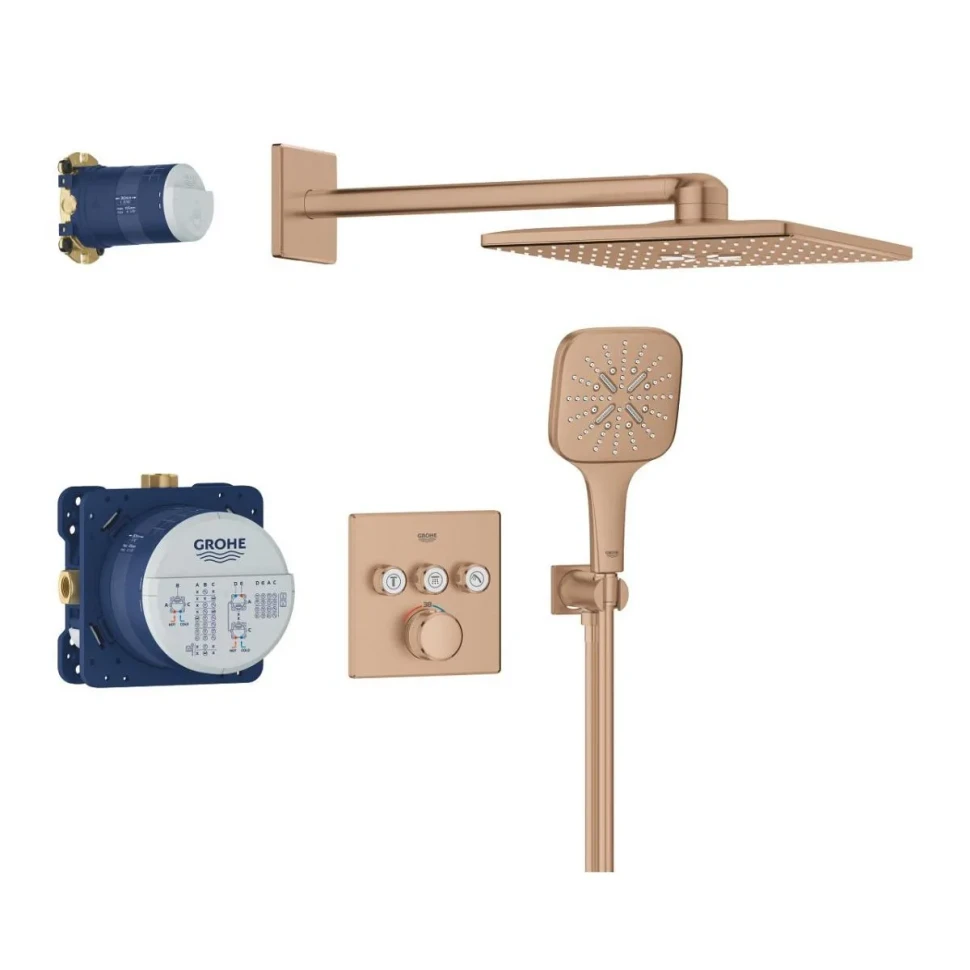 Душевая система встраиваемая, теплый закат матовый Grohe Rainshower 310 Cube 34864DL0
