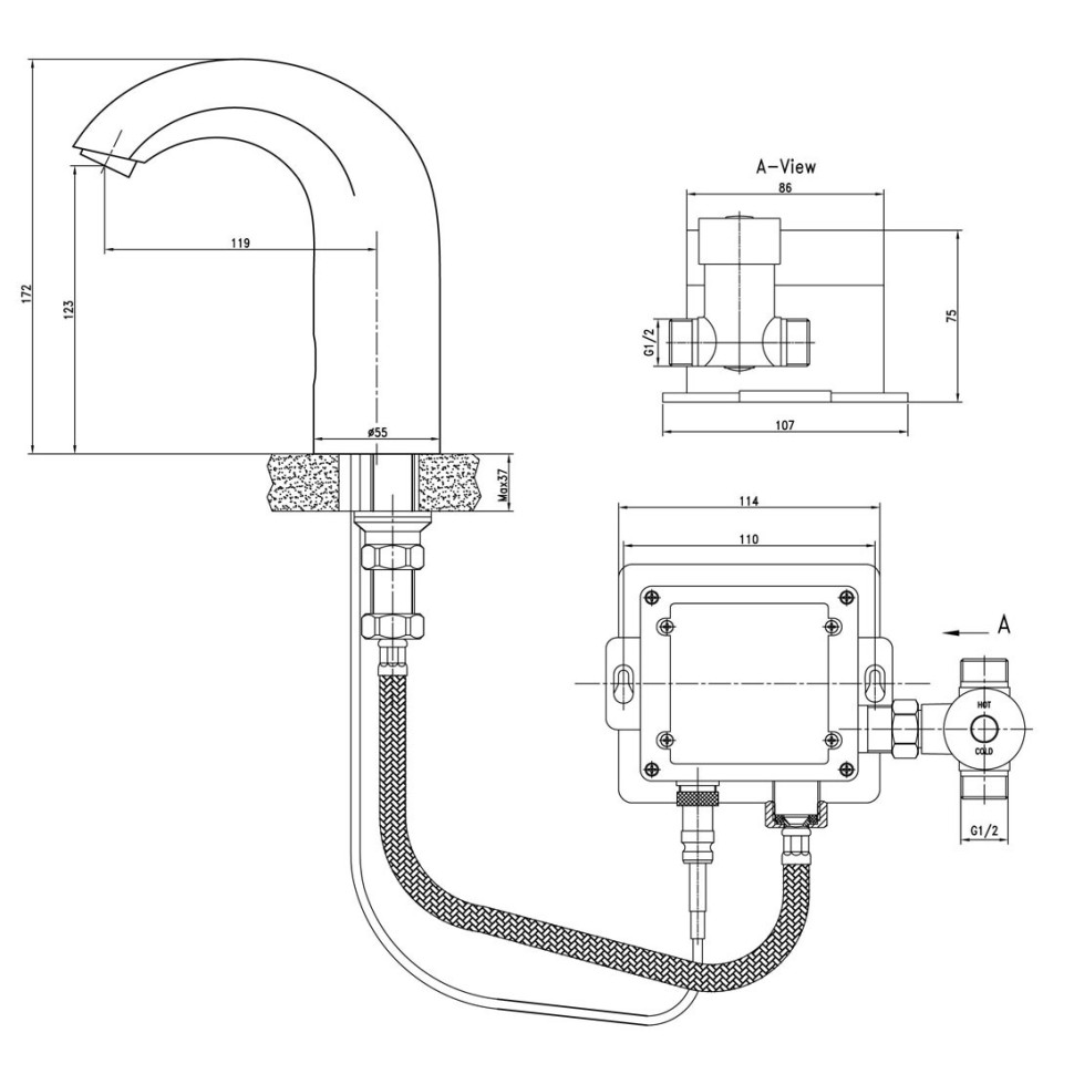 LM4652CE Проджект Смеситель для умывальника, сенсорный, хром (к/к 10)