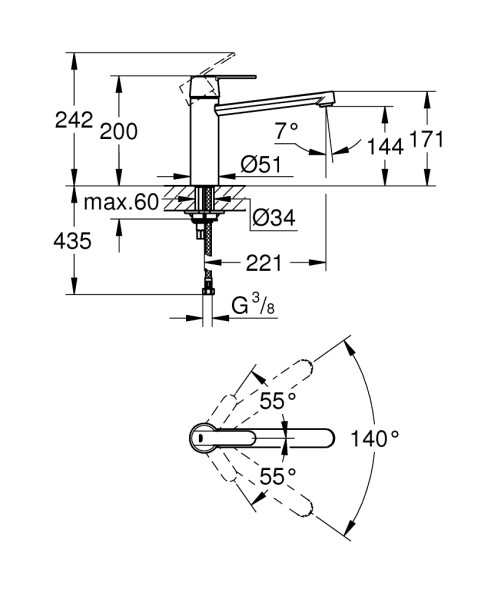 Смеситель для мойки GROHE Get 30196000
