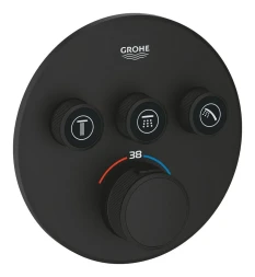 Термостат для ванны, встраиваемый, на 3 выхода, черный матовый Grohe Grohtherm 29508KF0