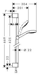 Душевой гарнитур 650, хром Hansgrohe Croma Select E VaRio 26582400