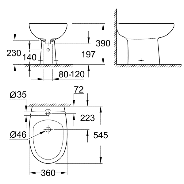 Биде напольное, с крепежами, альпин-белый Grohe Bau Ceramic 39432000