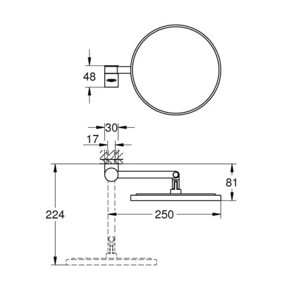 Зеркало косметическое, холодный рассвет матовый Grohe Selection 41077GN0