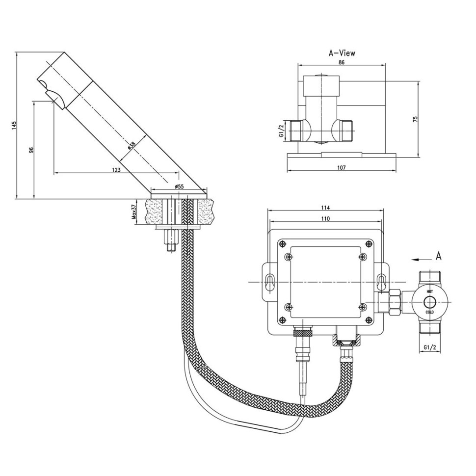 LM4653CE Проджект Смеситель для умывальника, сенсорный, хром (к/к 10)