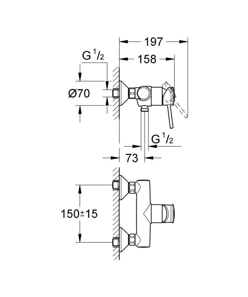 Смеситель однорычажный для душа GROHE BauClassic 32867000