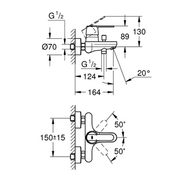 Смеситель Grohe Get для ванны, однорычажный. хром 32887000