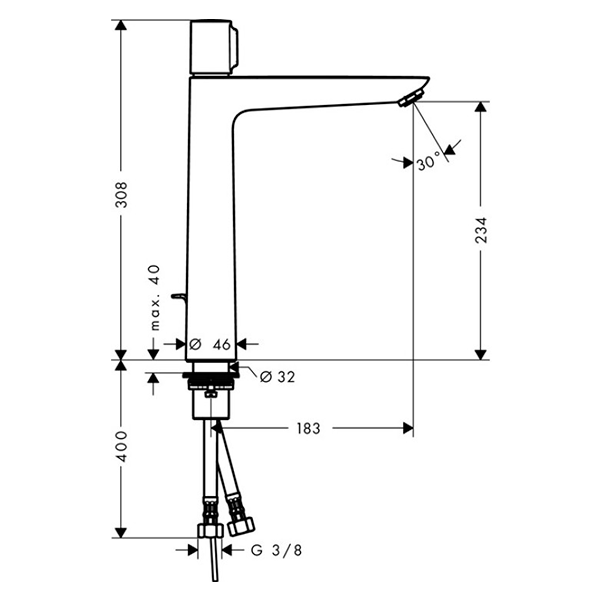 Смеситель для раковины 240, с донным клапаном Hansgrohe Talis Select E 71752000