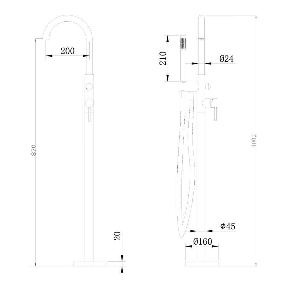 Смеситель ABBER Wasser Kreis AF8115NG напольный для ванны, никель