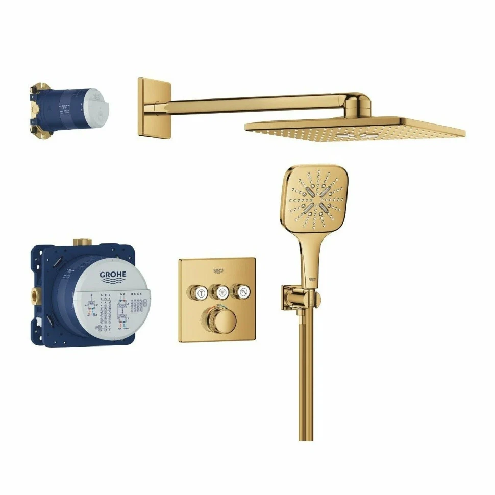 Душевая система встраиваемая, холодный рассвет матовый Grohe Rainshower 310 Cube 34864GN0