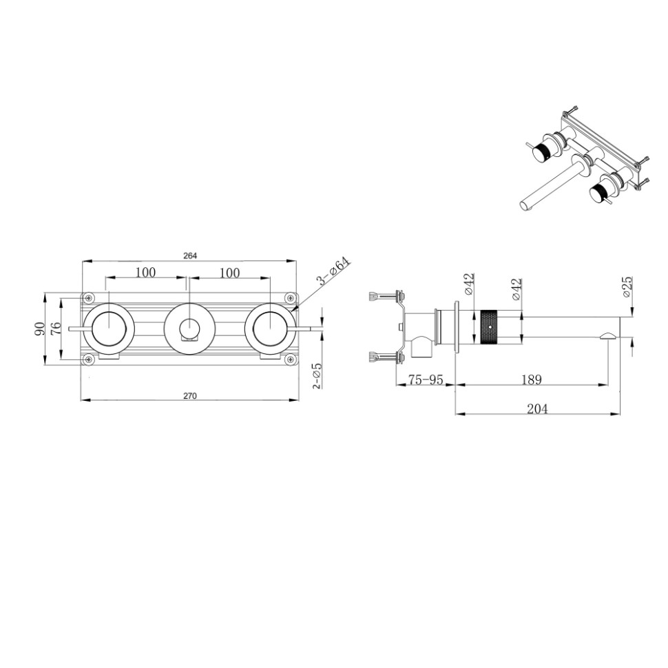 Смеситель ABBER Emotion 316 AF88121BG-M для раковины скрытого монтажа, брашированное золото