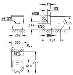 Унитаз напольный, безободковый, белый Grohe Bau Ceramic 39910000