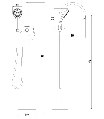 LM3244C Атлантисс Смеситель для ванны напольный, хром (к/к 2)