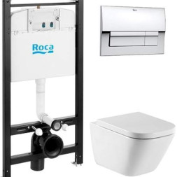 ROCA THE GAP Готовое решение (инсталляция Active + кнопка + безободковый унитаз + сиденье)