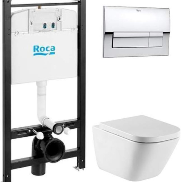 ROCA THE GAP Готовое решение (инсталляция Active + кнопка + безободковый унитаз + сиденье)