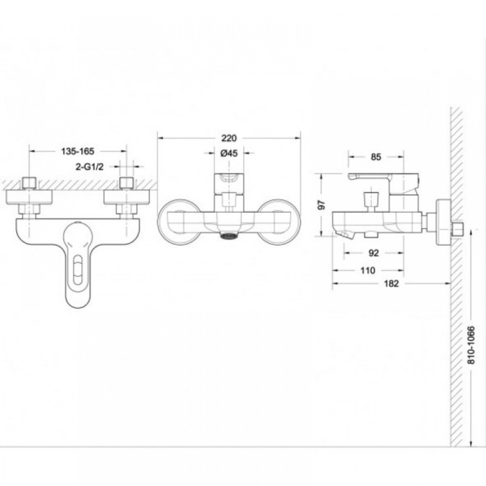 F63783C-01A BRAVAT STREAM смеситель для ванны с коротким изливом (к/к 4)
