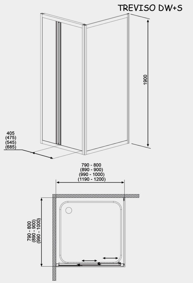 Душевая дверь 1200х1900, фабрик, хром Radaway Treviso DW 32333-01-06N