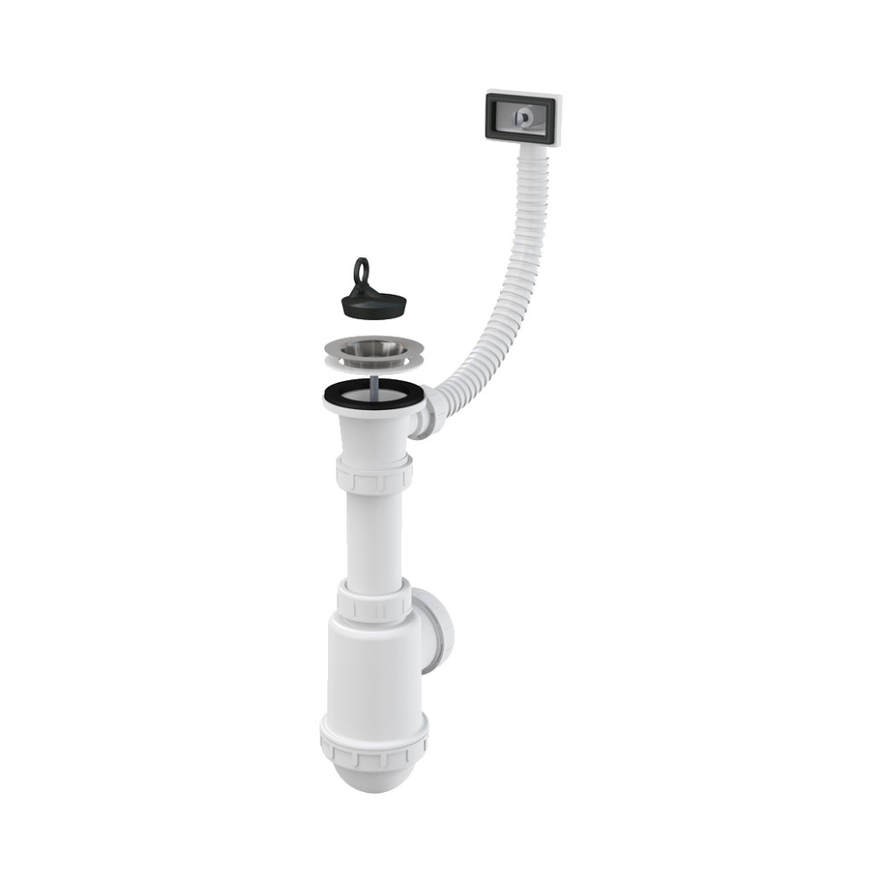 Сифон для раковины с нержавеющей решеткой d70 и гофропереливом Alcaplast A444-DN50/40