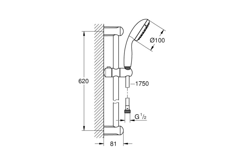 Комплект смесителей для раковины, ванны с душевым гарнитуром, хром Grohe BauEdge 1000180