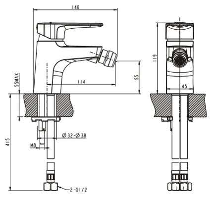 F3239218CP-1-RUS Смеситель Bravat Eler для биде