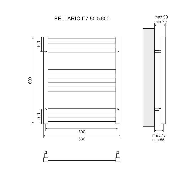 Полотенцесушитель водяной Lemark Bellario - LM68607 (П7 500x600)