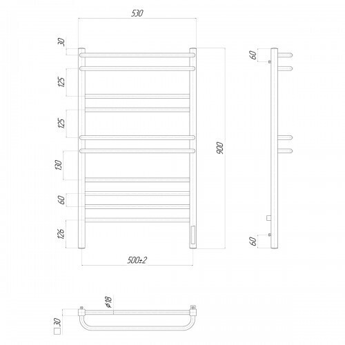 LM04910Z Полотенцесушитель электрический Lemark Linara П10 500x900, диммер справа, хром