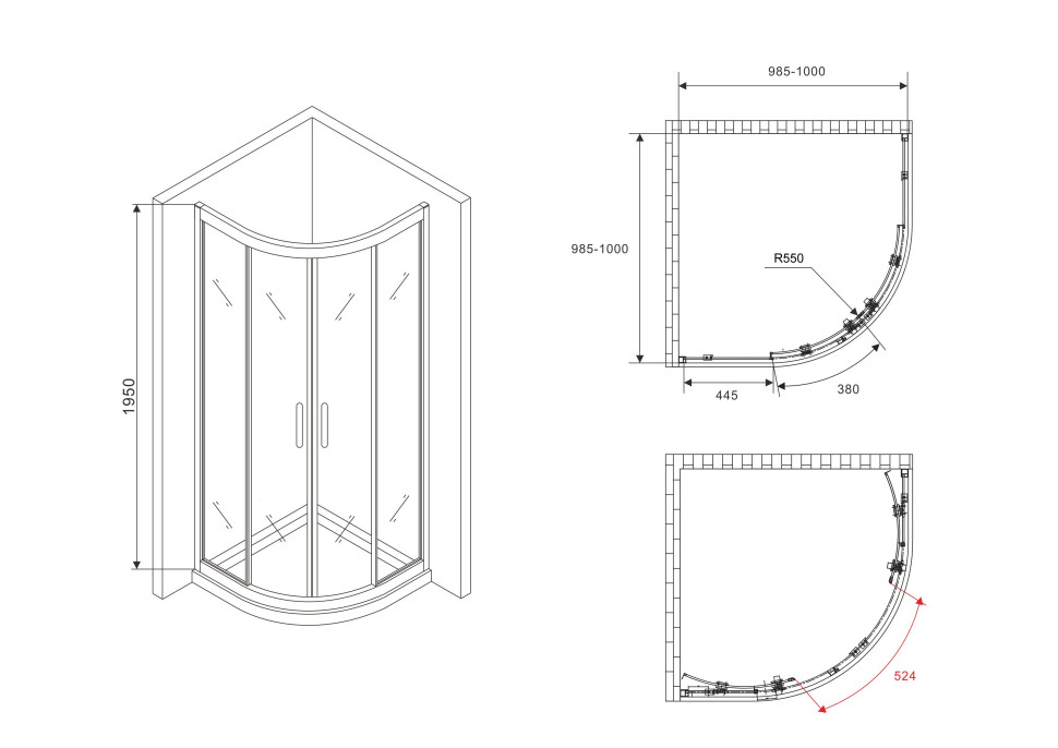 Душевой уголок ABBER Schwarzer Diamant AG01100M