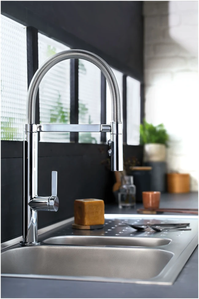 Смеситель для кухни, вытяжной излив, хром Jacob Delafon Spirale E23310-CP