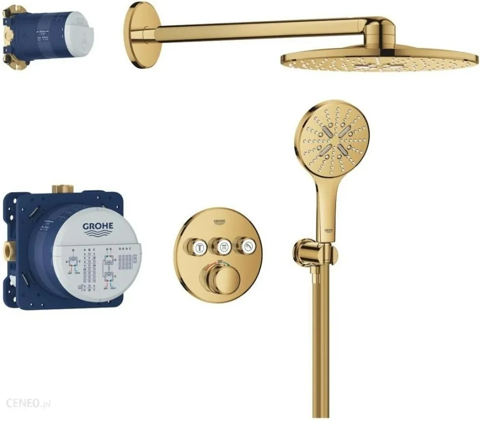 Набор для комплектации душа GROHE Grohtherm SmartControl: встраиваемый термостат, SmartBox, верхний душ, ручной душ, ограничитель расхода, холодный ра