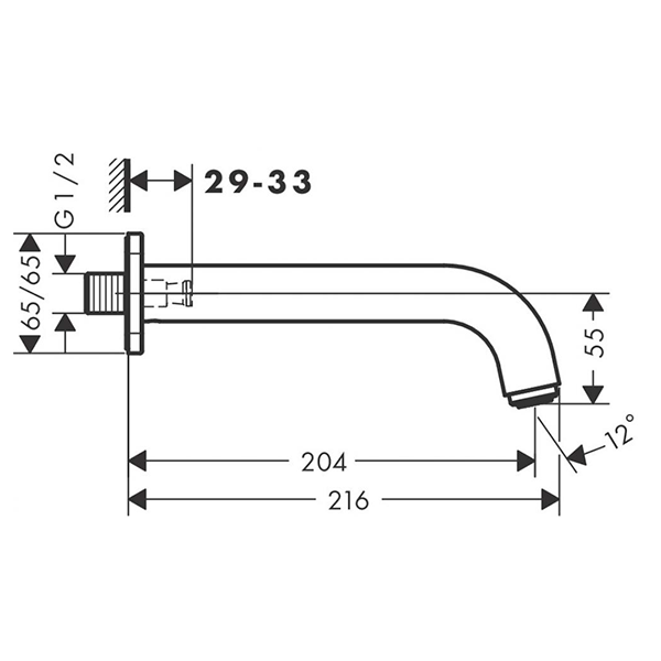 Излив для ванны, хром Hansgrohe Vernis Shape 71460000