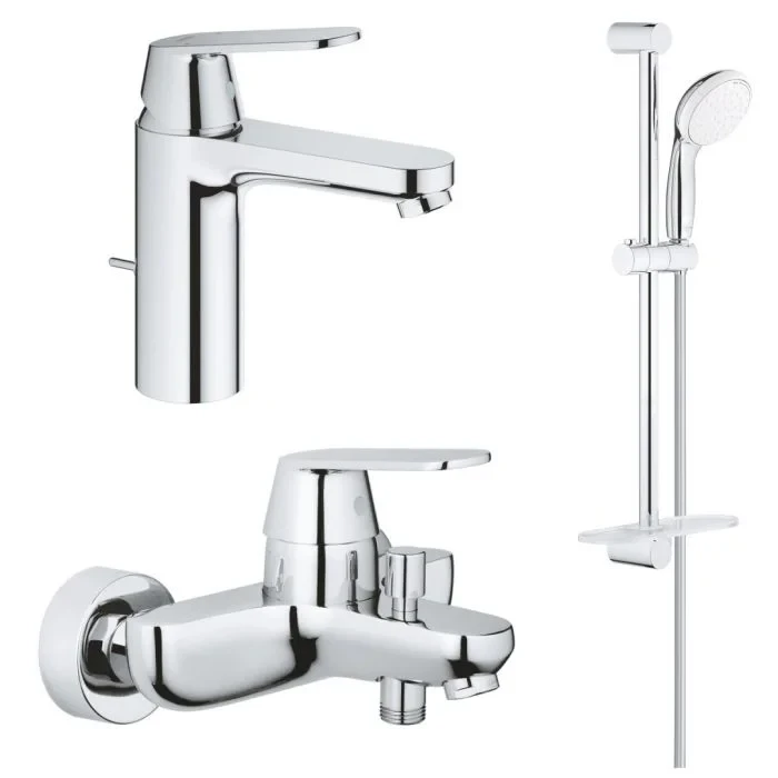 Комплект смесителей для раковины, ванны с душевым гарнитуром, хром Grohe Eurosmart Cosmopolitan 1000179