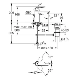Комплект смесителей GROHE Eurosmart Cosmopolitan для раковины (23325000), ванны (32831000) с душевым гарнитуром и полкой (27926001), хром (1000179)