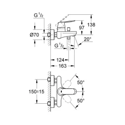 Комплект смесителей GROHE Eurosmart Cosmopolitan для раковины (23325000), ванны (32831000) с душевым гарнитуром и полкой (27926001), хром (1000179)